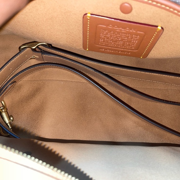 Coach Tan Shoulder Bag with Floral Accents - Picture 5 of 11